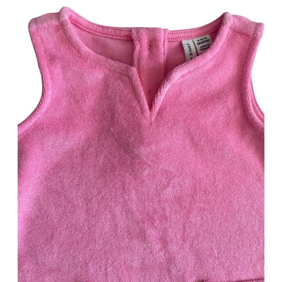 Janie and Jack Pink Terry Swim Cover Up 6–12M Gold Trim Pockets Sleeveless - Picture 3 of 6